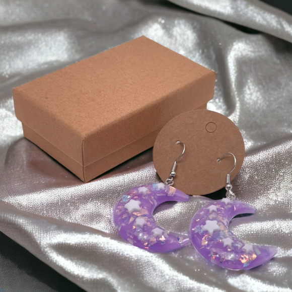 Purple Moon Statement Glitter Earrings Midnights Eras Tour Swiftie Gift Box NEW - Picture 2 of 6